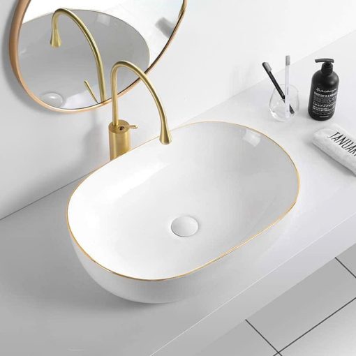Chậu lavabo sứ đặt bàn oval LB-4600