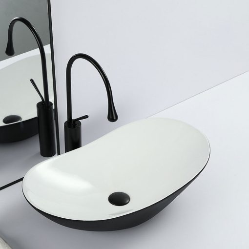 Chậu lavabo sứ đặt bàn oval LB-6136